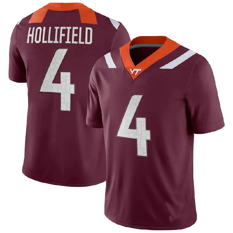 V.Tech Hokies #4 Dax Hollifield NIL Replica Football Jersey - Maroon Stitched American College Jerseys-NBA 75th Anniversary Jerseys -