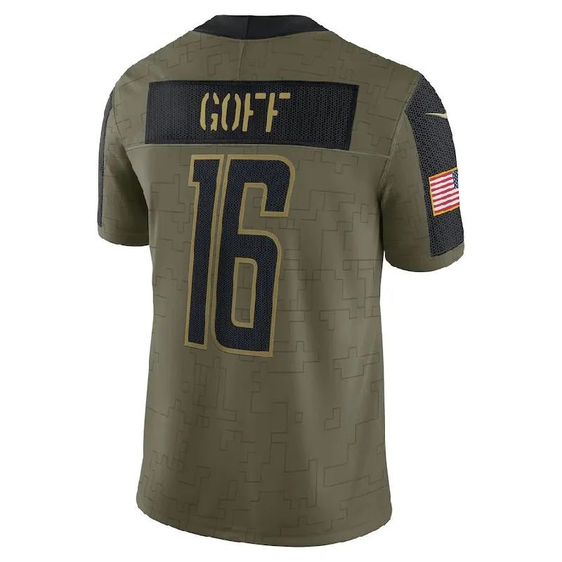 D.Lions #16 Jared Goff Olive 2021 Salute To Service Limited Player Jersey Stitched American Football Jerseys-NFL Performance Football Jerseys -