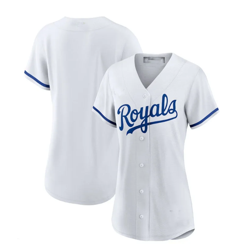 Kansas City Royals Home Replica Team Logo Jersey - White Baseball Jerseys-NBA Home Court Jerseys -