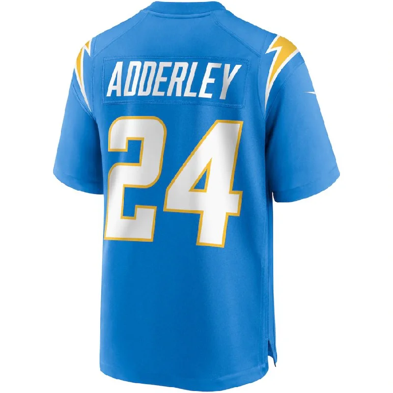 LA.Chargers #24 Nasir Adderley Powder Blue Game Jersey Stitched American Football Jerseys-NFL Supporter Jerseys -