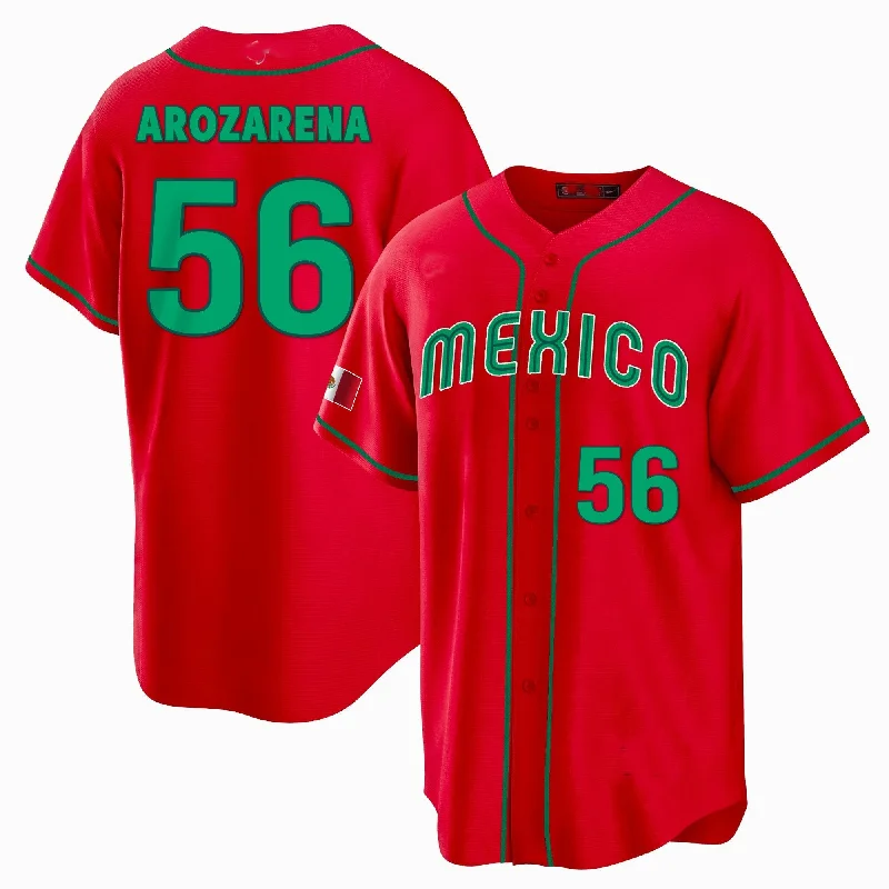 #56 RANDY AROZARENA MEXICO BASEBALL 2023 WORLD BASEBALL CLASSIC REPLICA JERSEY ¨C RED Stitches Baseball Jerseys-NBA Hardwood Classics Jerseys -