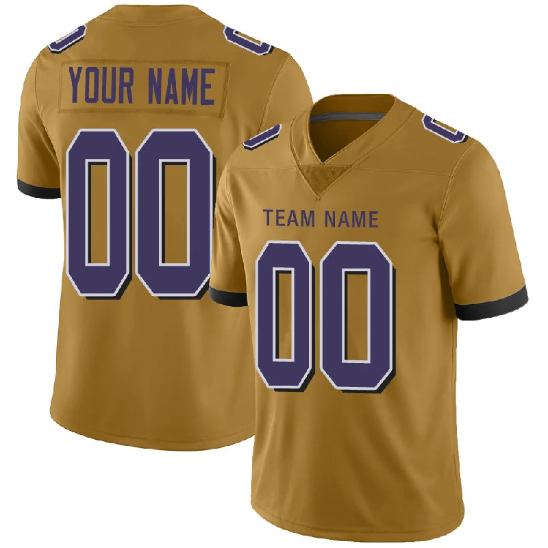 Custom B.Raven Men's American Gold Fashion Vapor Limited Stitched Football Jerseys-NBA Christmas Game Jerseys -