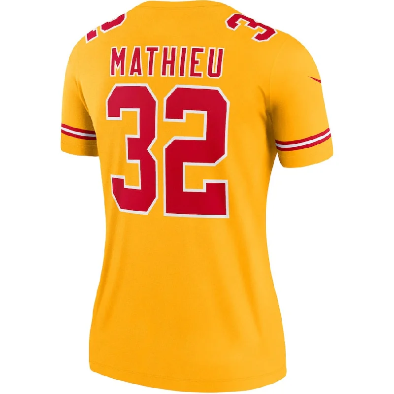 KC.Chiefs #32 Tyrann Mathieu Gold Inverted Legend Jersey Stitched American Football Jerseys-NFL Stylish Football Jerseys -