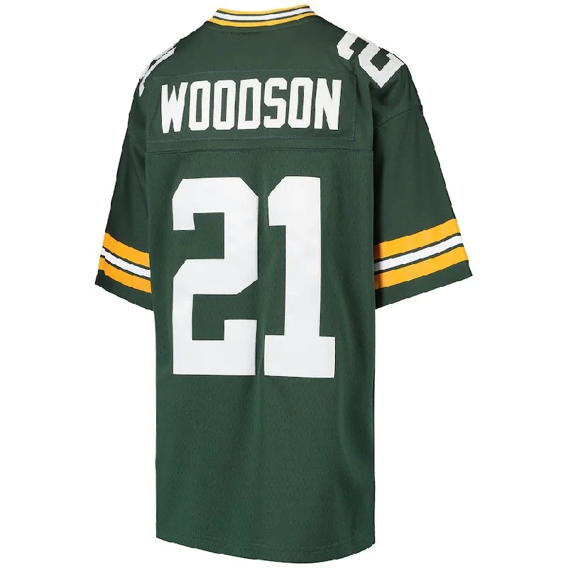 GB.Packers #21 Charles Woodson Mitchell & Ness Green Retired Player Legacy Jersey Stitched American Football Jerseys-NFL 100th Anniversary Jerseys -