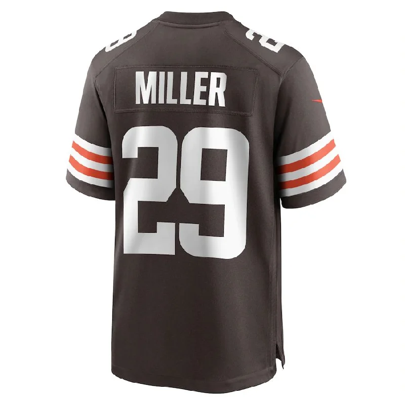 C.Browns #29 Herb Miller Brown Game Player Jersey Stitched American Football Jerseys-NFL Official Licensed Jerseys -