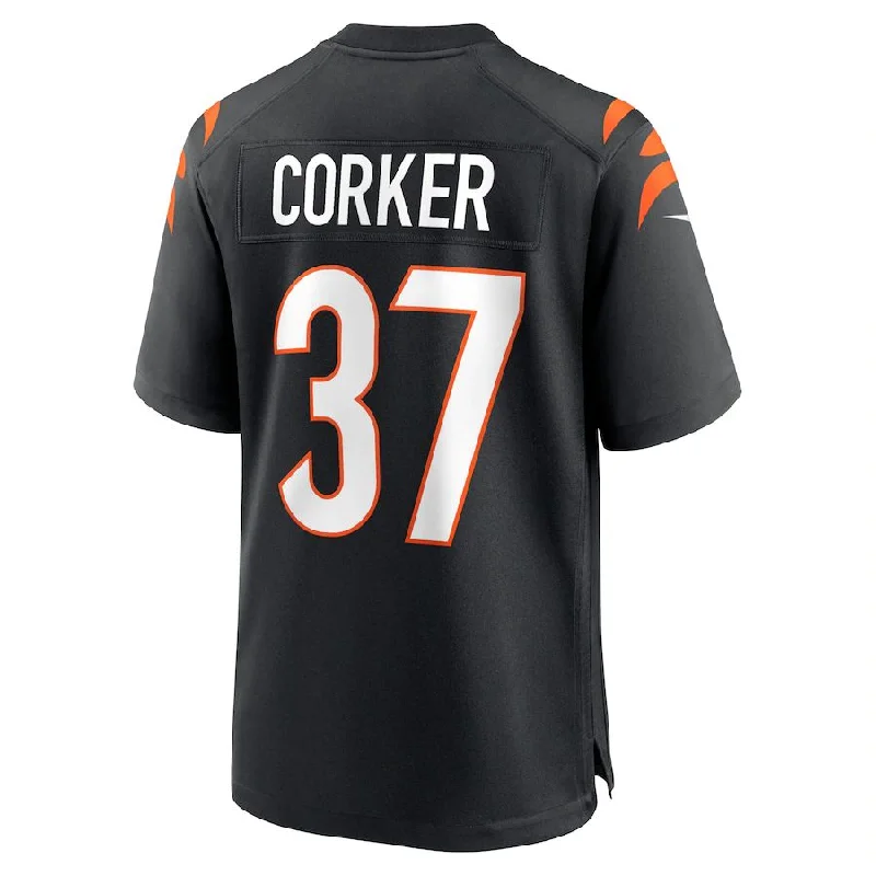 C.Bengals #37 Yusuf Corker Black Game Player Jersey Stitched American Football Jerseys-NFL Color Rush Jerseys -