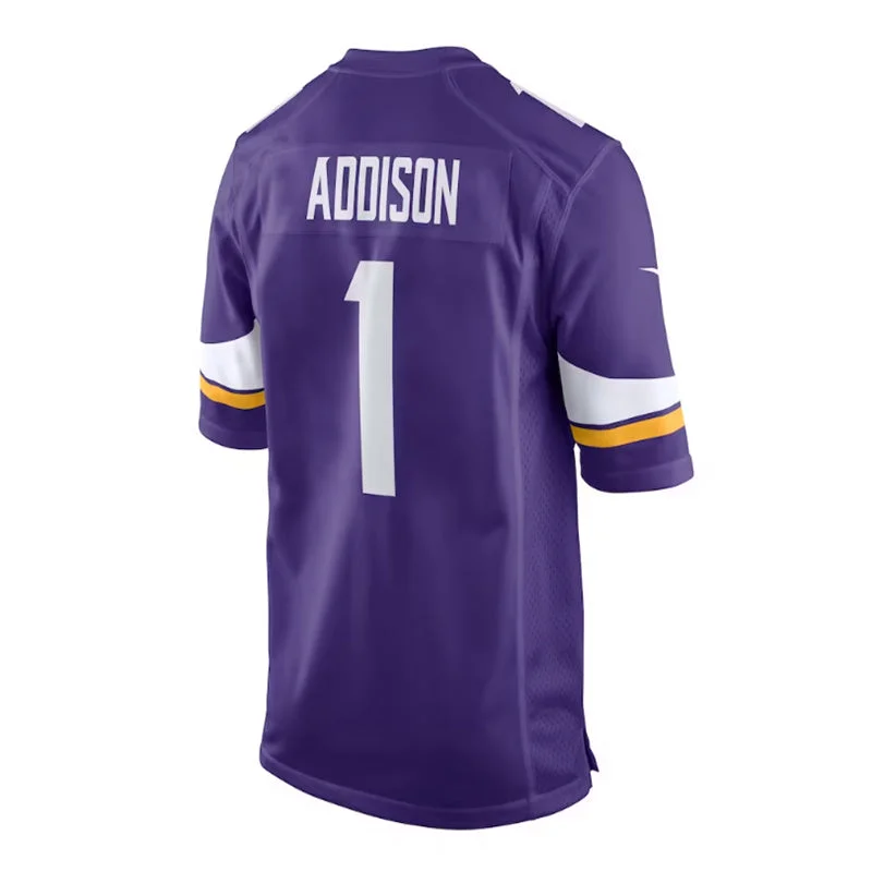 MN.Vikings #1 Jordan Addison 2023 Draft First Round Pick Game Jersey - Purple Stitched American Football Jerseys-NFL Big & Tall Football Jerseys -