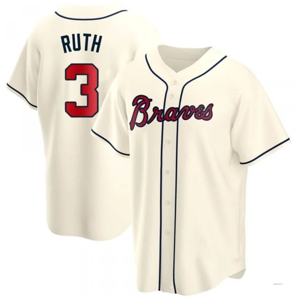 Atlanta Braves #3 Babe Ruth Cream Alternate Jersey Stitches Baseball Jerseys-NBA Fan Favorite Jerseys -