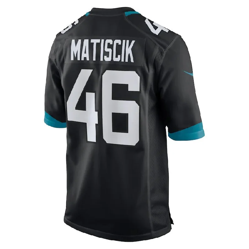 J.Jaguars #46 Ross Matiscik Black Game Jersey Stitched American Football Jerseys-NFL Home & Away Jerseys -