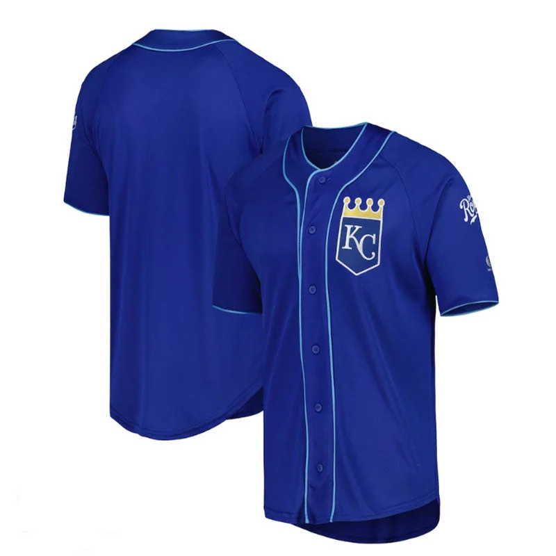 Kansas City Royals Button-Up Baseball Jersey - Royal Baseball Jerseys-NBA Women's Team Jerseys -