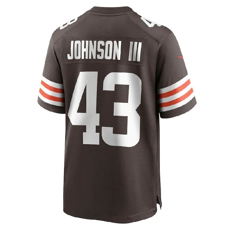 C.Browns #43 John Johnson III Brown Game Jersey Stitched American Football Jerseys-NFL Men’s Authentic Jerseys -