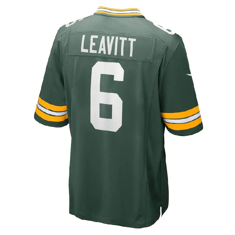 GB.Packers #6 Dallin Leavitt Green Game Player Jersey Stitched American Football Jerseys-NFL Short Sleeve Football Jerseys -