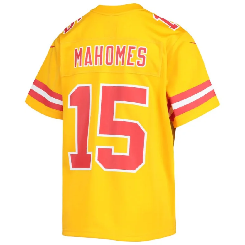 KC.Chiefs #15 Patrick Mahomes Gold Inverted Team Game Jersey Stitched American Football Jerseys-NFL Sideline Gear Jerseys -