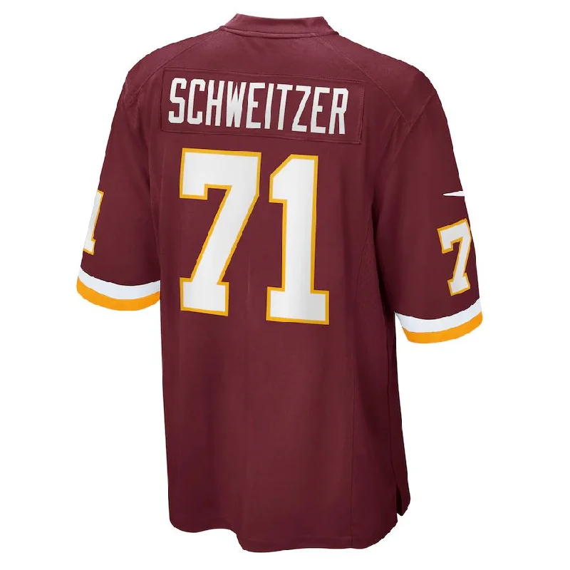 W.Football Team #71 Wes Schweitzer Burgundy Game Player Jersey Stitched American Football Jerseys-NFL Hall of Fame Collection -