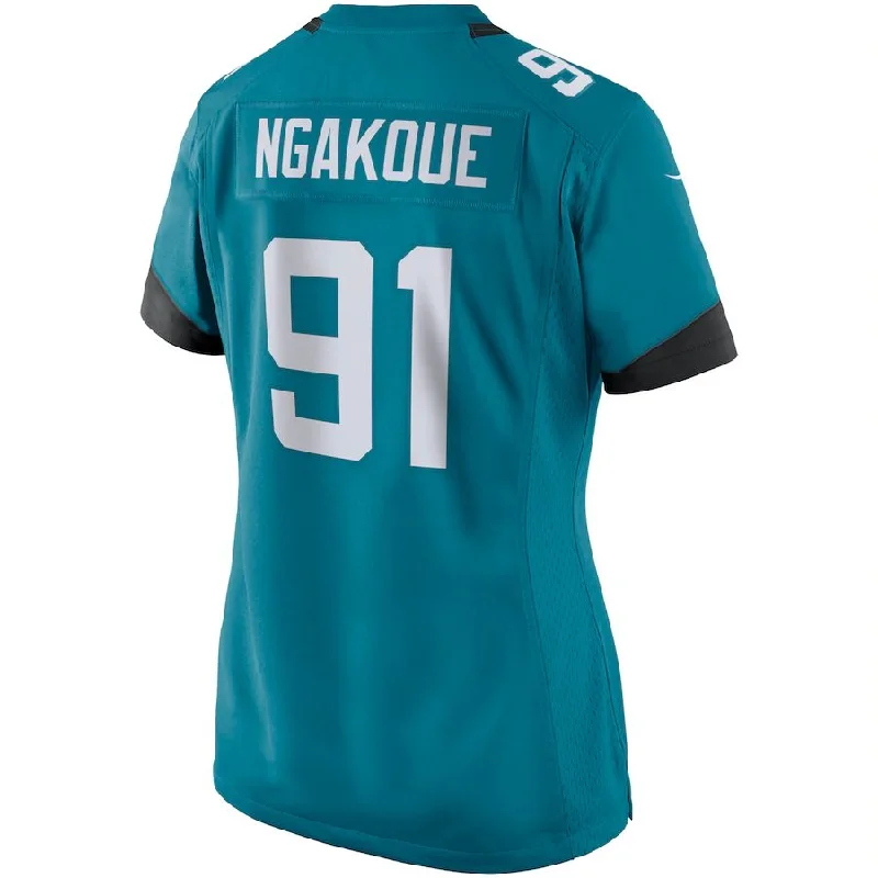 J.Jaguars #91 Yannick Ngakoue Teal Game Jersey Stitched American Football Jerseys-NFL Sideline Gear Jerseys -