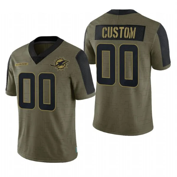 Custom M.Dolphins Olive 2021 Salute To Service Limited Football Jersey-NBA Playoff Edition Jerseys -