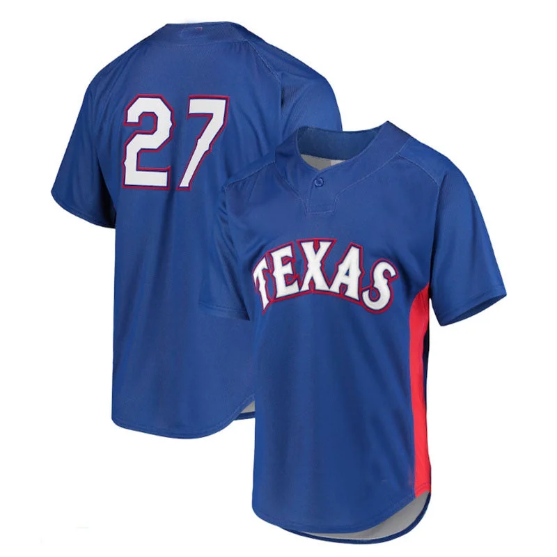 Texas Rangers #27 Vladimir Guerrero Mitchell & Ness Royal Cooperstown Collection Mesh Batting Practice Jersey Baseball Jerseys-NBA Custom Name Jerseys -