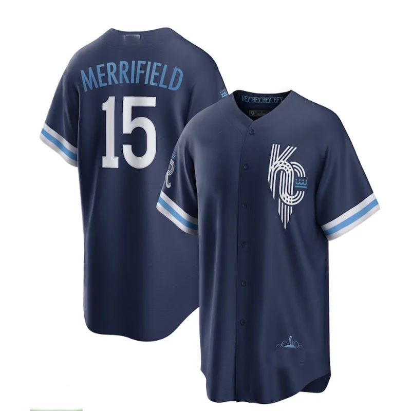 Kansas City Royals #15 Whit Merrifield 2022 City Connect Replica Player Jersey - Navy Baseball Jerseys-NBA Autographed Jerseys -