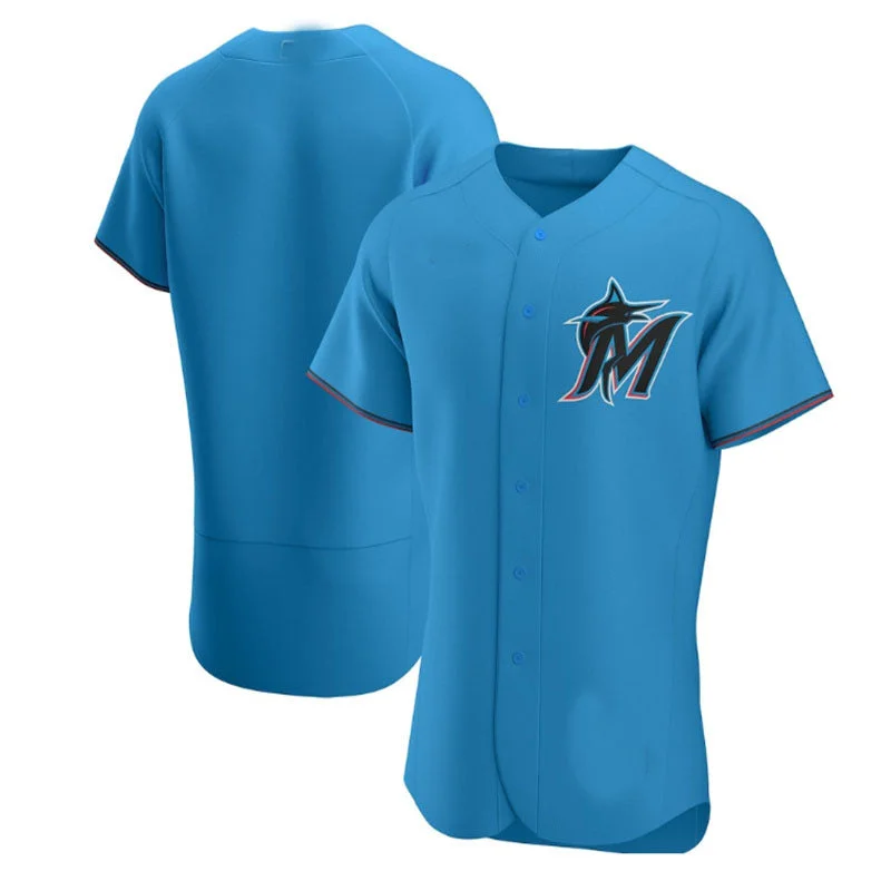 Miami Marlins Blue Alternate Authentic Team Jersey Baseball Jerseys-NBA Official Game Jerseys -