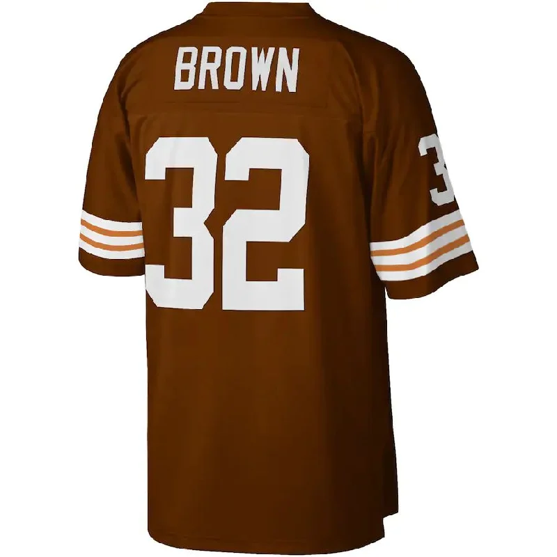 C.Browns #32 Jim Brown Mitchell & Ness Brown Legacy Replica Jersey Stitched American Football Jerseys-NFL Sideline Jerseys -