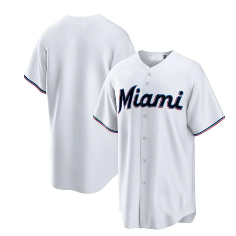 Miami Marlins White Home Blank Replica Jersey Baseball Jerseys-NBA Personalized Jerseys -