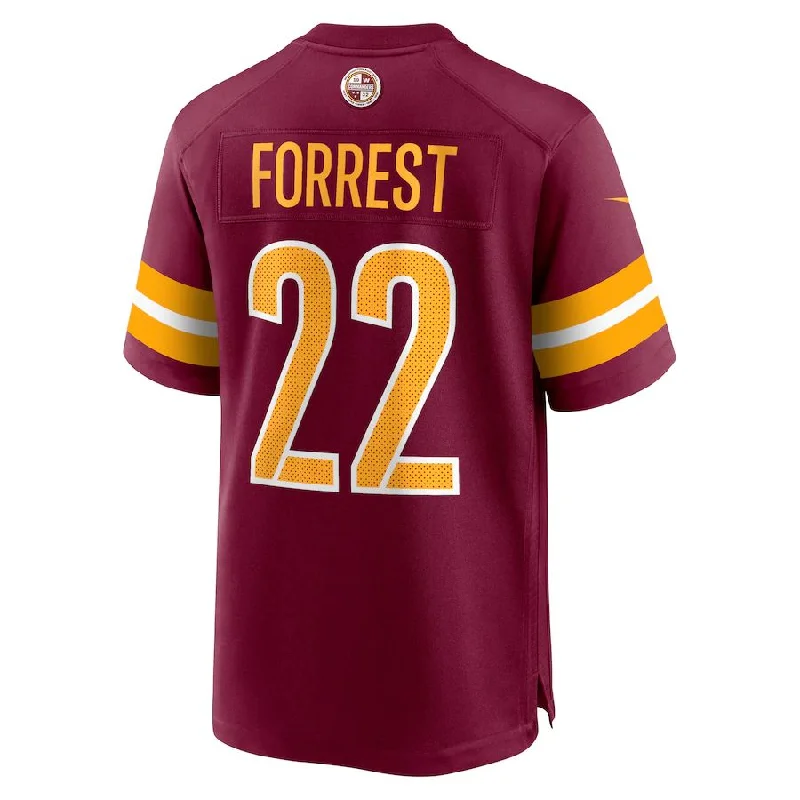 W.Commanders #22 Darrick Forrest Burgundy Game Player Jersey Stitched American Football Jerseys-NFL MVP Player Jerseys -