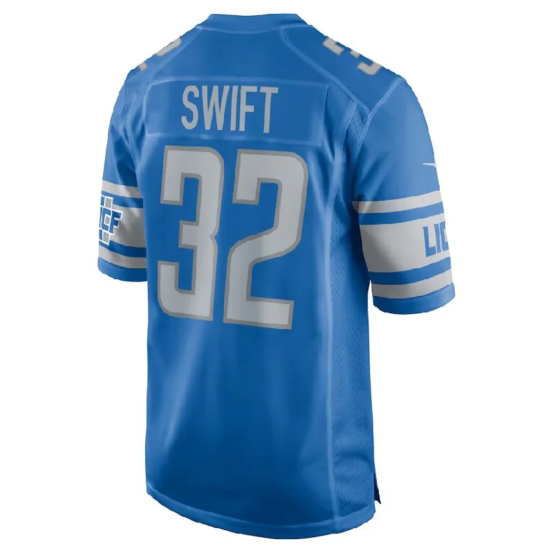 D.Lions #32 D'Andre Swift Blue Team Game Jersey Stitched American Football Jerseys-NFL Youth Replica Jerseys -