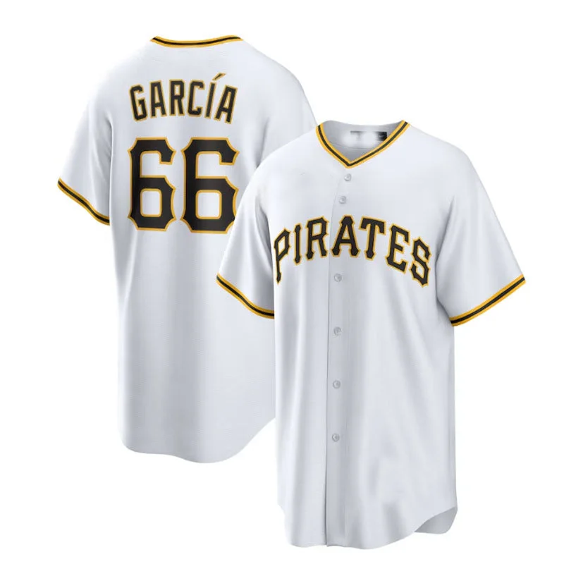 Pittsburgh Pirates #66 Jarlín García Home Replica Player Jersey - White Baseball Jerseys-NBA 75th Anniversary Jerseys -