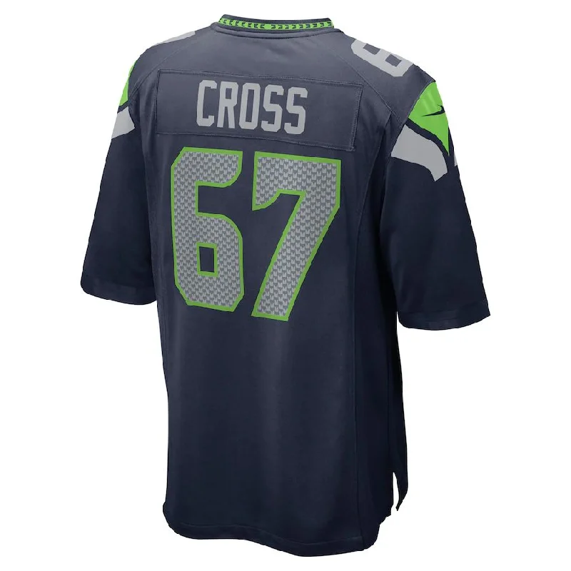 S.Seahawks #67 Charles Cross College Navy 2022 Draft First Round Pick Game Jersey Stitched American Football Jerseys-NFL Short Sleeve Football Jerseys -