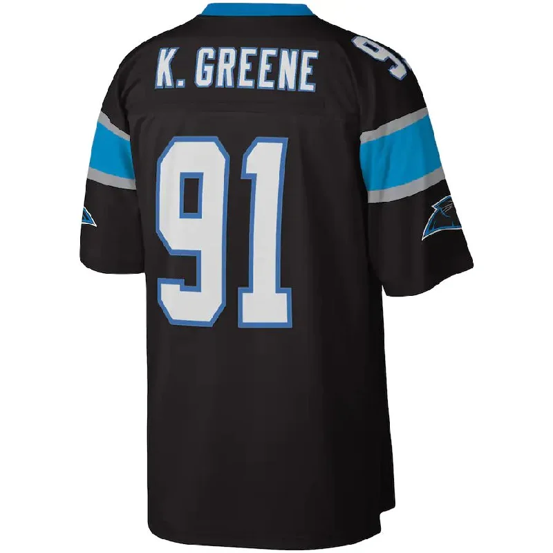 C.Panthers #91 Kevin Greene Mitchell & Ness Black Legacy Replica Jersey Stitched American Football Jerseys-NFL Classic Football Jerseys -