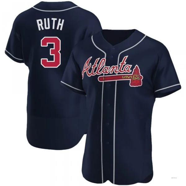 Atlanta Braves #3 Babe Ruth Navy Alternate Jersey Stitches Baseball Jerseys-NBA Youth Player Jerseys -