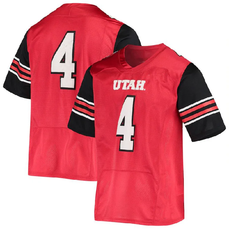 #4 U.Utes Under Armour Premiere Football Jersey Red Stitched American College Jerseys-NBA Vintage Team Jerseys -