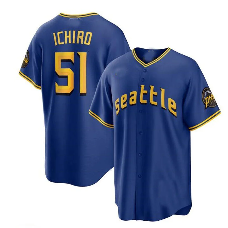 Seattle Mariners #51 Ichiro Suzuki  Royal 2023 City Connect Replica Player Jersey Baseball Jerseys-NBA Nike Jerseys -