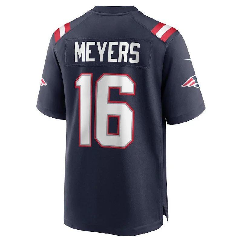 NE.Patriots #16 Jakobi Meyers Navy Game Jersey Stitched American Football Jerseys-NFL Vintage Football Jerseys -