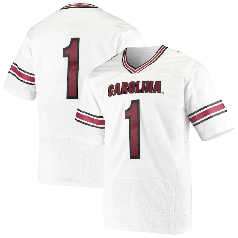 #1 S.Carolina Gamecocks Under Armour Premiere Football Jersey White Stitched American College Jerseys-NBA Statement Jerseys -