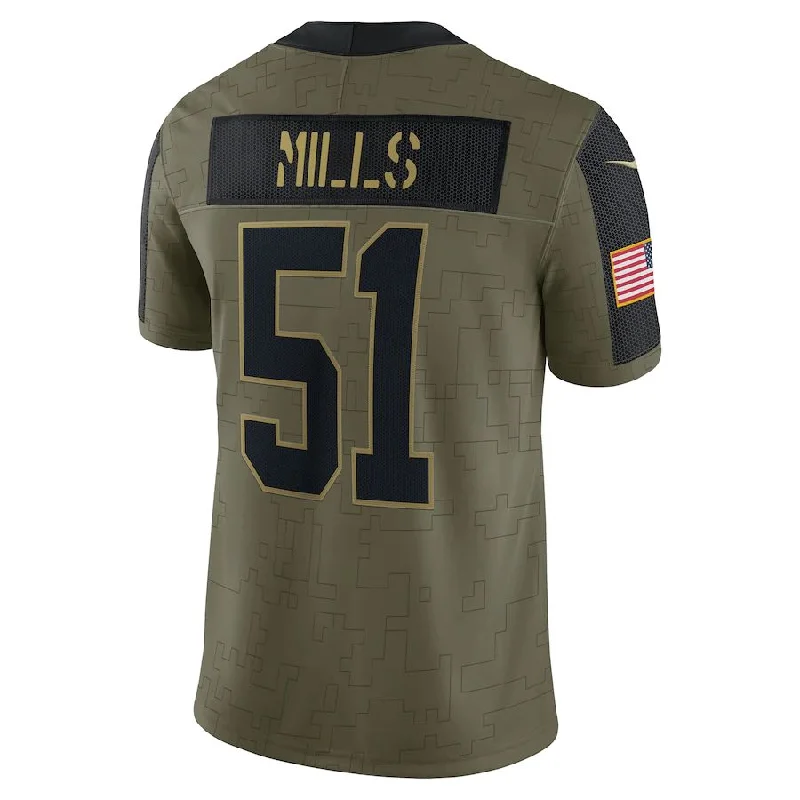 C.Panthers #51 Sam Mills Olive 2021 Salute To Service Retired Player Limited Jersey Stitched American Football Jerseys-NFL Autographed Jerseys -