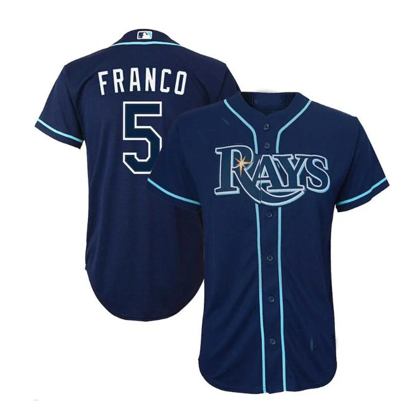 Tampa Bay Rays #5 Wander Franco Alternate Replica Player Jersey - Navy Baseball Jerseys-NBA Customizable Jerseys -