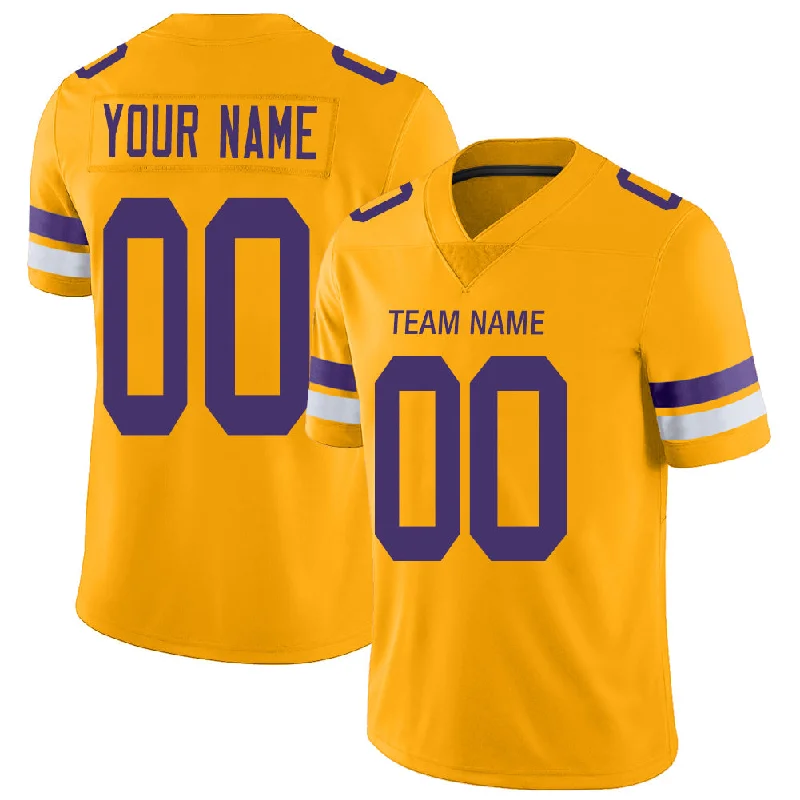 Custom MN.Vikings Stitched American Football Jerseys Personalize Birthday Gifts Gold Jersey-NBA Short Sleeve Jerseys -