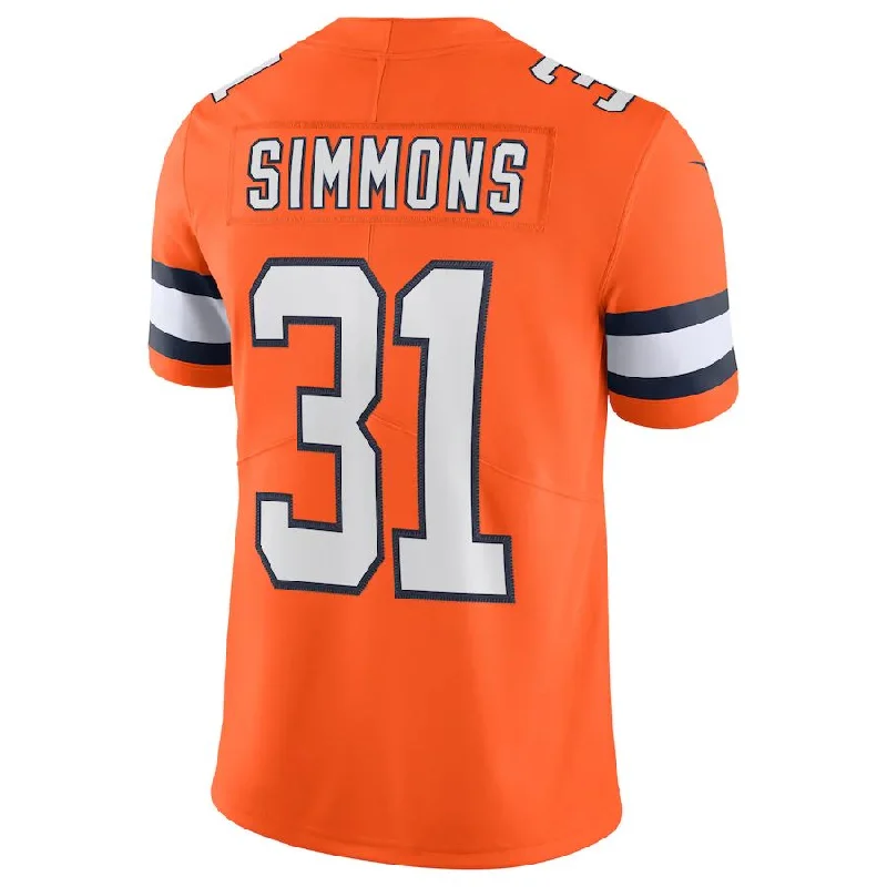 D.Broncos #31 Justin Simmons Orange Alternate Vapor Limited Jersey Stitched American Football Jerseys-NFL Vapor Limited Jerseys -