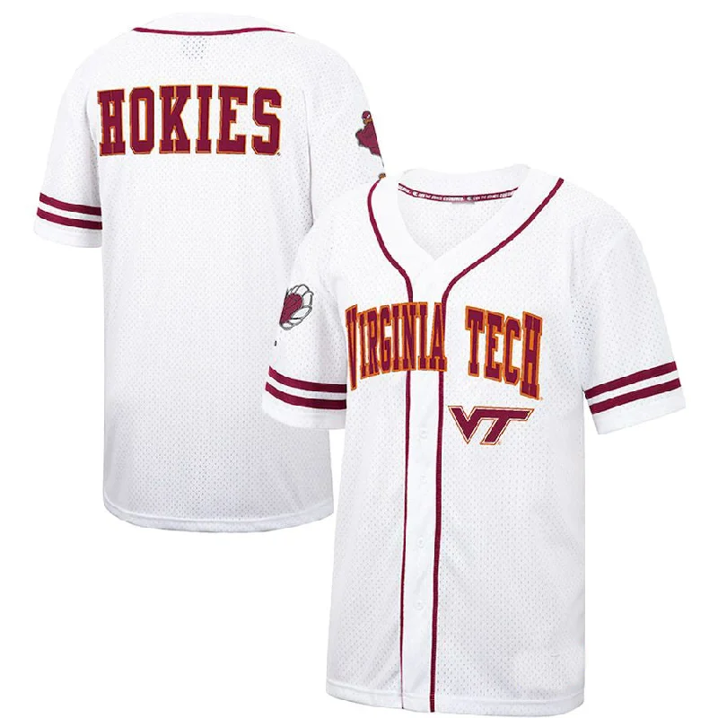 V.Tech Hokies Colosseum Free Spirited Baseball Jersey White Maroon Stitched American College Jerseys-NBA Pro-Level Basketball Jerseys -