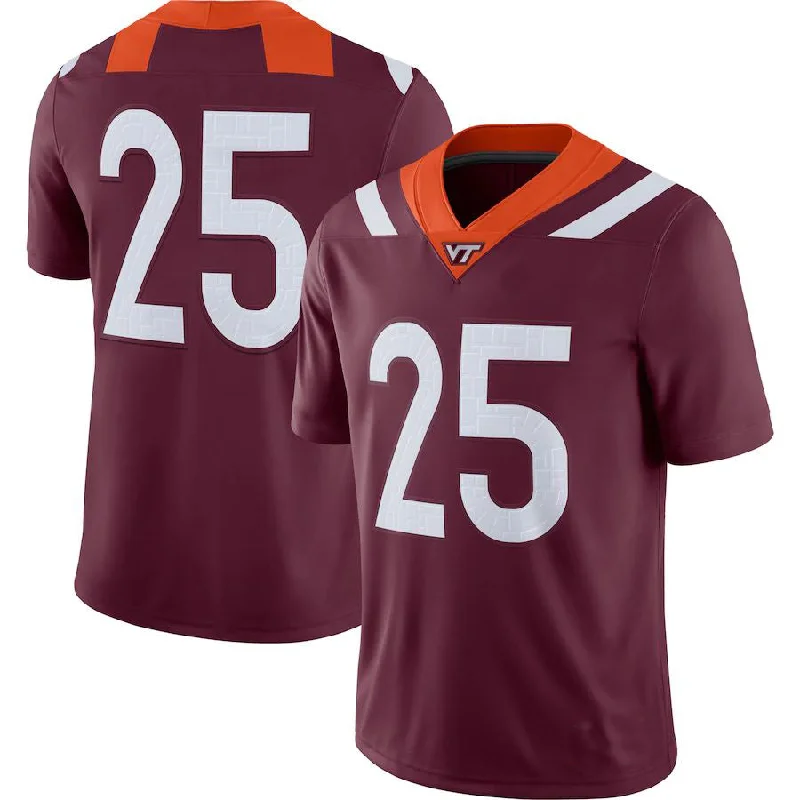 #25 V.Tech Hokies Game Player Jersey Maroon Stitched American College Jerseys-NBA Home Court Jerseys -