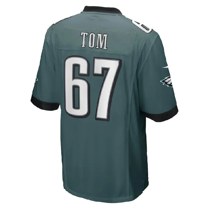 P.Eagles #67 Cameron Tom Midnight Green Game Player Jersey Stitched American Football Jerseys-NFL Performance Football Jerseys -