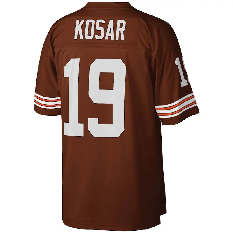 C.Browns #19 Bernie Kosar Mitchell & Ness Brown Legacy Replica Jersey Stitched American Football Jerseys-NFL Sideline Jerseys -