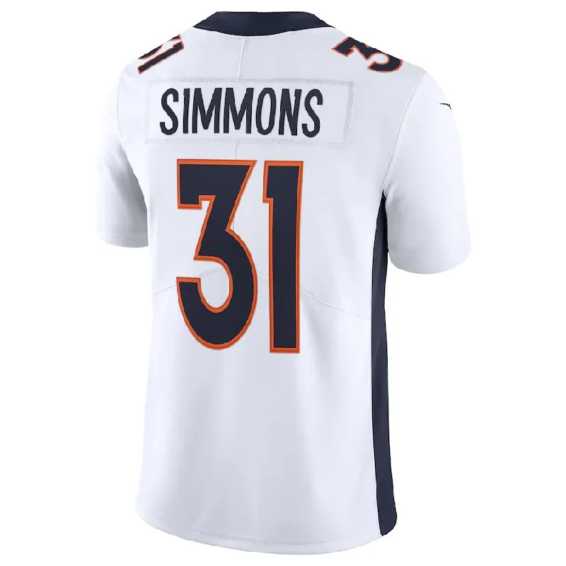 D.Broncos #31 Justin Simmons White Vapor Limited Jersey Stitched American Football Jerseys-NFL Pro Bowl Jerseys -