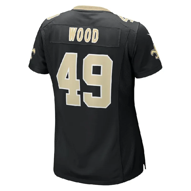 NO.Saints #49 Zach Wood Black Game Jersey Stitched American Football Jerseys-NFL Official Licensed Jerseys -