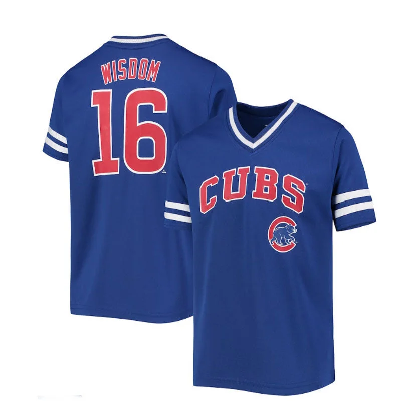 Chicago Cubs #16 Patrick Wisdom Royal Player Logo Jersey Baseball Jerseys-NBA College Throwback Jerseys -