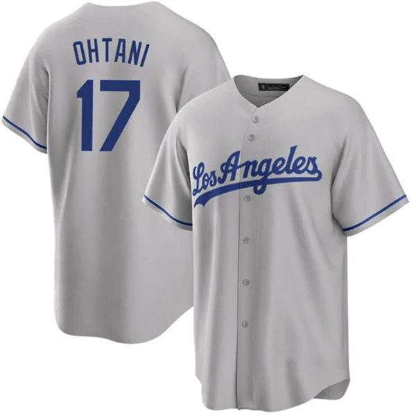 Los Angeles Dodgers #17 Shohei Ohtani Gray Home Authentic Patch Jersey Baseball Jerseys-NBA Home Court Jerseys -