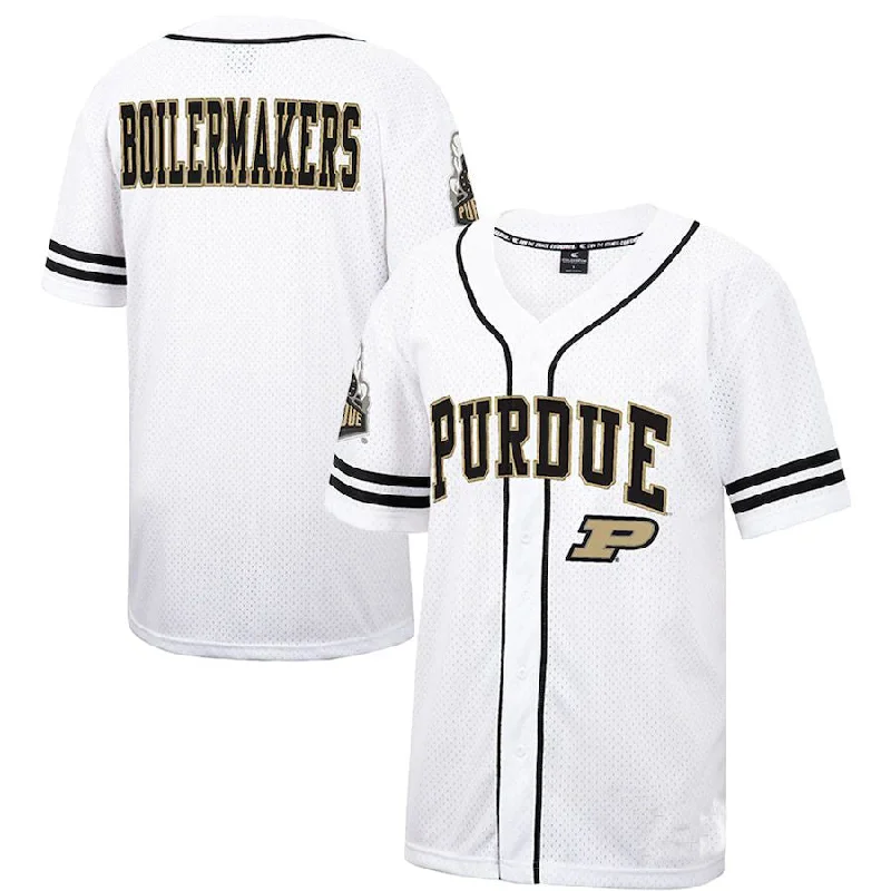 P.Boilermakers Colosseum Free Spirited Baseball Jersey White Black Stitched American College Jerseys-NBA Playoff Edition Jerseys -