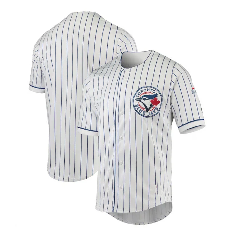 Toronto Blue Jays True-Fan White Royal Pinstripe Jersey Baseball Jerseys-NBA Youth Player Jerseys -