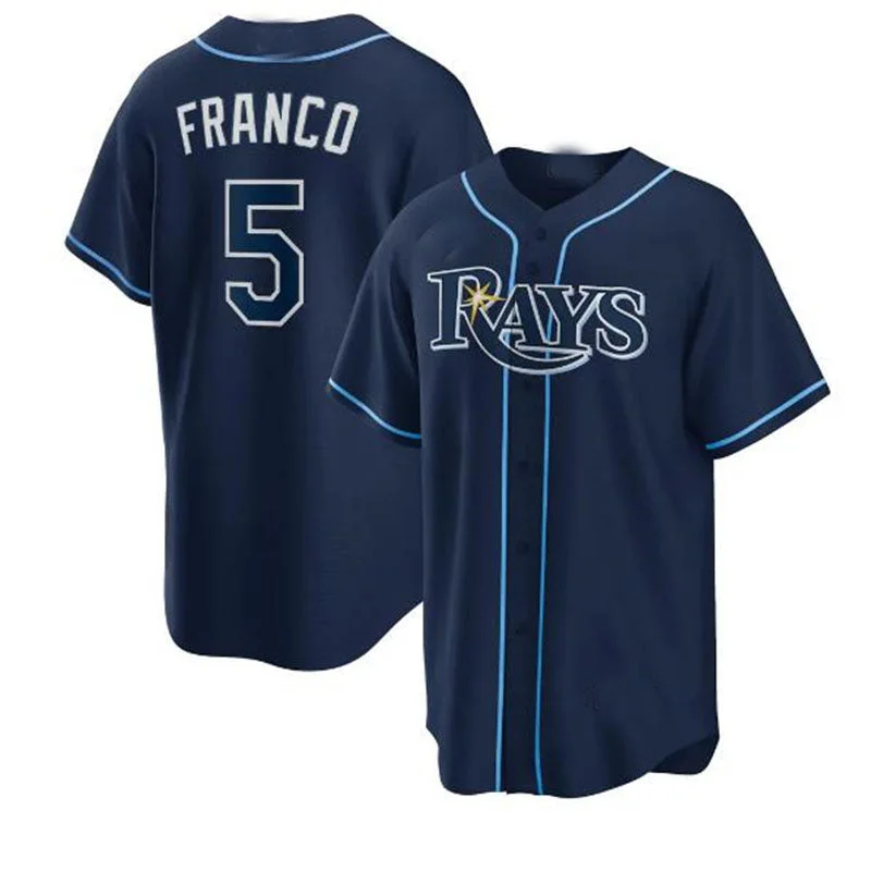 Tampa Bay Rays #5 Wander Franco Alternate Replica Player Jersey - Navy Baseball Jerseys-NBA Limited Edition Jerseys -